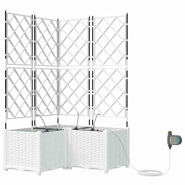vidaXL Zahradní pěstebník 3 ks Bílá 80 x 80 x 142 cm PP