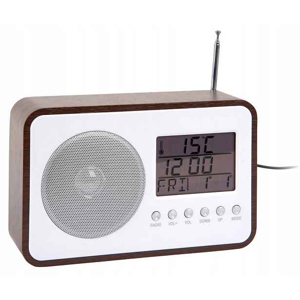 Hnědý Radiobudík Karlsson KA6036DW, Dva Alarmy, Fm Rádio, Usb Nabíječka