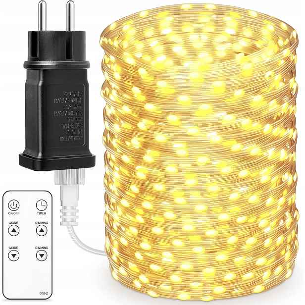 Vánoční Osvětlení Na Stromeček 50 m 500 Led venkovní teplé bílé dálkové ovládání s časovačem IP65