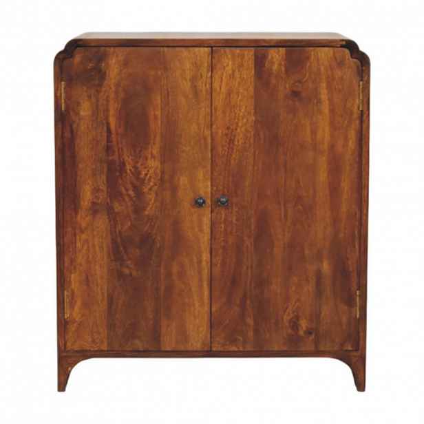 Artisan Furniture PŘÍSTAVNÍ STOLEK Povrchová úprava v barvě bohatého třešňového dřeva, 2 zásuvky, 2 velké otevřené police, tmavě hnědá