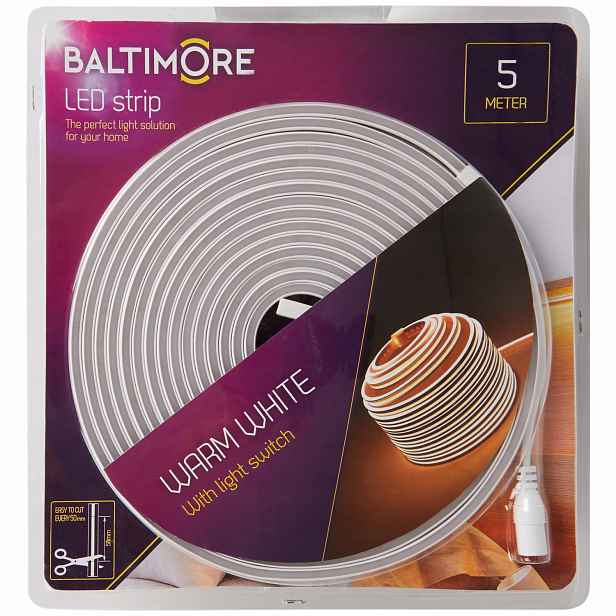 Baltimore Led pásek Teplý Bílý Led Warm White 500CM prořezávací 24V Napájecí Zdroj