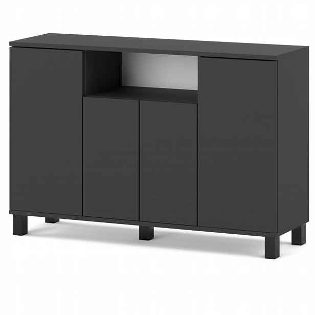 Komoda 120 CM Šedá 4 Dvířka Moderní Rtv Skříňka Loft Do Obývacího Pokoje Ložnice