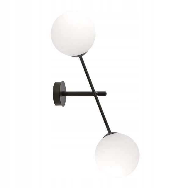 Nástěnné svítidlo Linear K2 Černé s opálovými stínítky 2xE14 57 cm