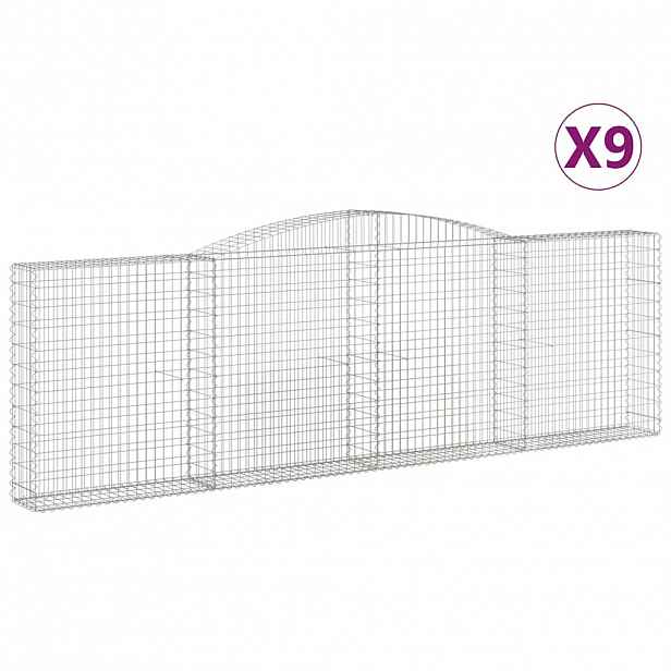 vidaXL Klenuté gabionové koše 9 ks 400x30x120/140cm pozinkované železo