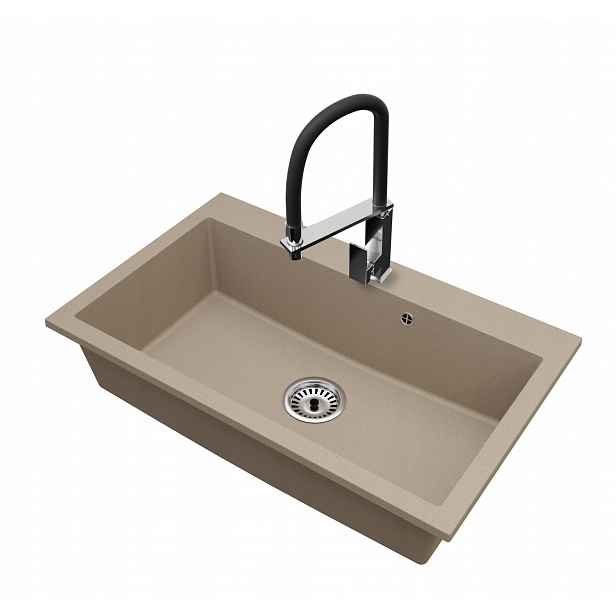 Kuchyňský granitový dřez Jednokomorový Elite 80 Baterie Sifon Chrom