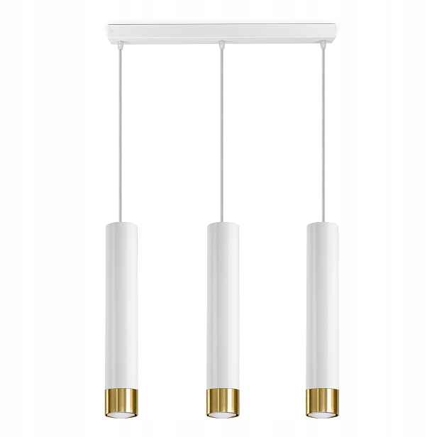 Závěsná lampa Tuby Kov Bílá Zlatá Led GU10