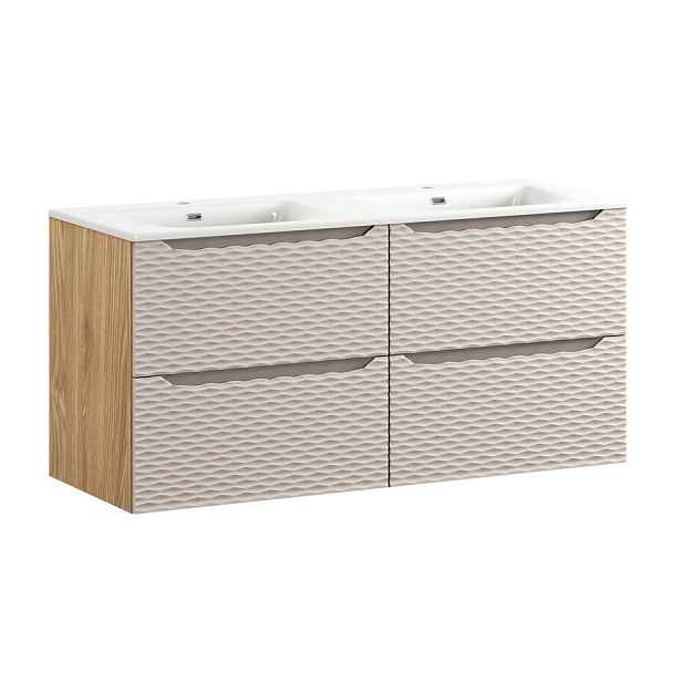 Comad Závěsná skříňka Ocean Sky se zápustným umyvadlem 120 cm béžová/dub olejovaný