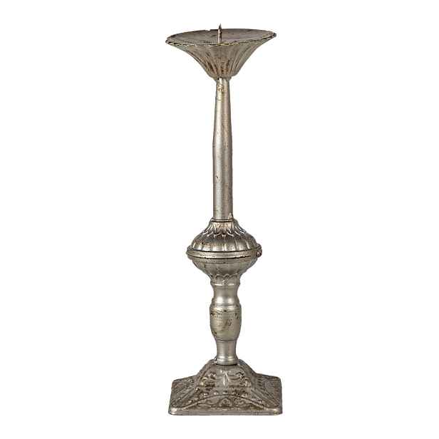 Kovový stříbrný svícen s patinou Leala -Ø  9*32 cm Clayre & Eef