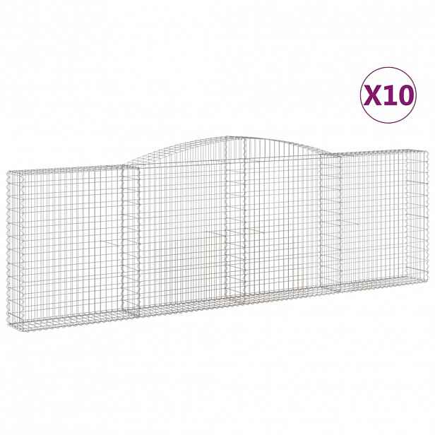 vidaXL Klenuté gabionové koše 10ks 400x30x120/140cm pozinkované železo