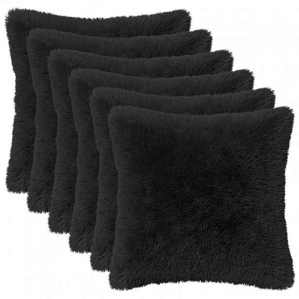 vidaXL Povlak na polštář 6 pcs HEERLEN Černá 30 x 30 cm PV fleece