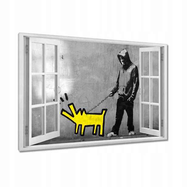 Obrazy 90x60 Banksy pejsek