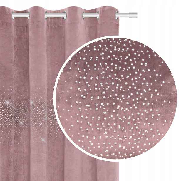 Růžová Zatemňovací Závěs Na Průchodkách Velur Křišťály 140X250 Shiny