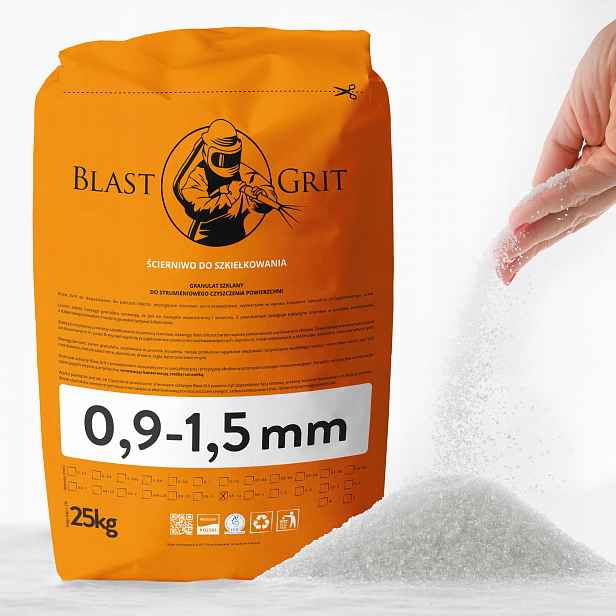 Sklo pro sadu na sklění skleněný písek 0,9-1,5 mm 25 kg Blast Grit