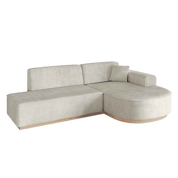 ALTDECOR ROHOVÁ SEDAČKA s otomanem, pravá ARRIO-L1 243x171x83 Krémová Manšestr