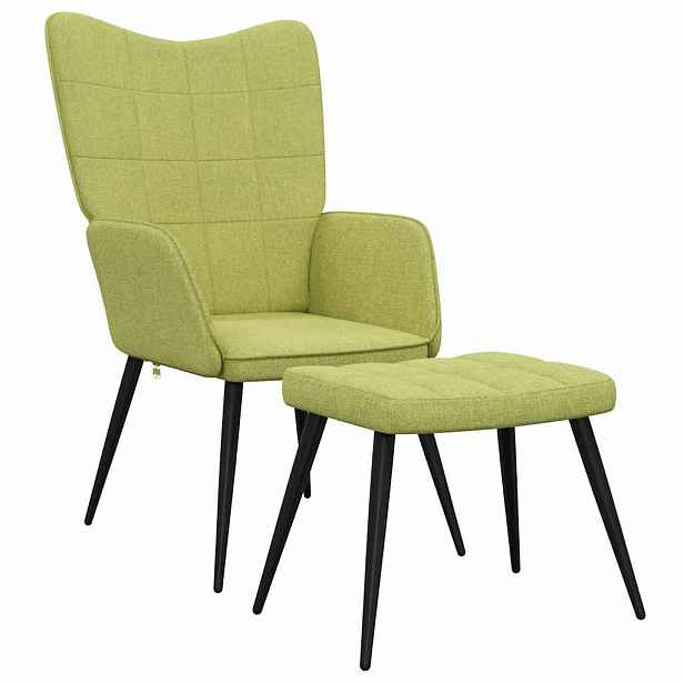 vidaXL Relaxační židle se stoličkou zelená textil