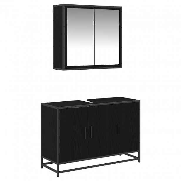 vidaXL Sada koupelnového nábytku 2 ks Černý dub 90 x 33 x 60 cm