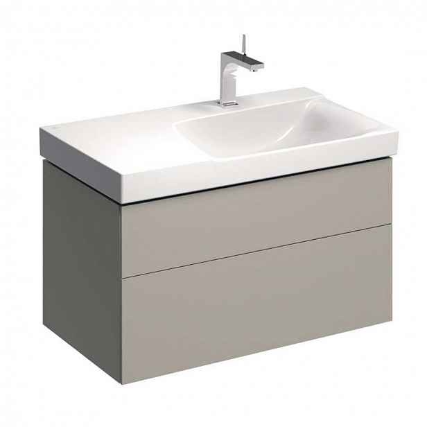 Geberit Xeno 2 - Skříňka pod umyvadlo 90 cm s odkládací plochou, zásuvka s LED svítidlem, šedobéžová 500.516.00.1