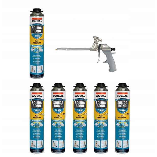 Soudal Stavební lepidlo Soudabond Turbo 6 ks 750 ml 152562 pistole