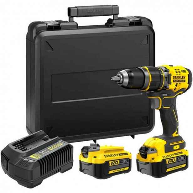Stanley - 18V AKU vrtací šroubovák s příklepem, 2x aku 4,0 Ah Li-Ion, nabíječka SFMCD715M2K-QW