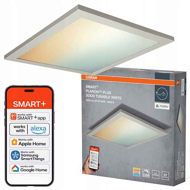 Led panel 20W 1500lm 3000-6500K Cct 30x30 cm Smart WiFi Matter Planon