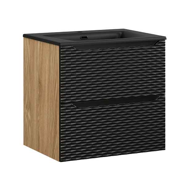 Comad Závěsná skříňka Ocean Sky se zápustným umyvadlem 60 cm černá/dub olejovaný