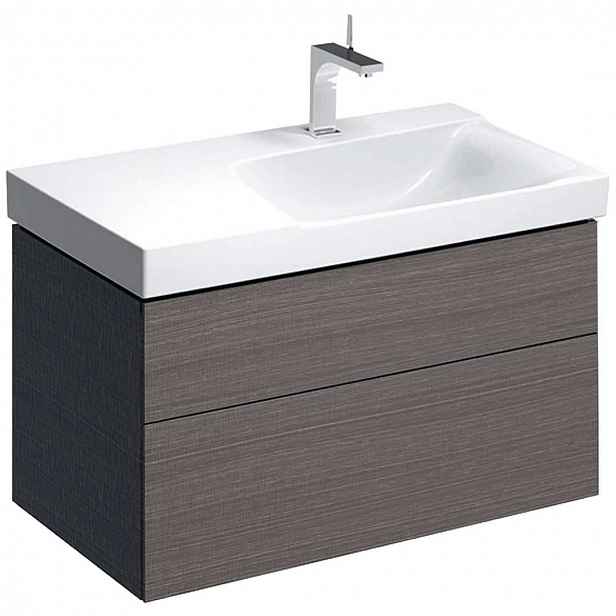 Geberit Xeno 2 - Skříňka pod umyvadlo 90 cm s odkládací plochou, zásuvka s LED svítidlem, šedá 500.516.43.1