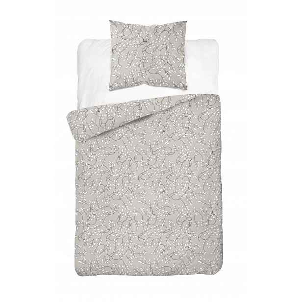 Povlečení saténové béžové listy boho 140x200 elegantní mládežnické