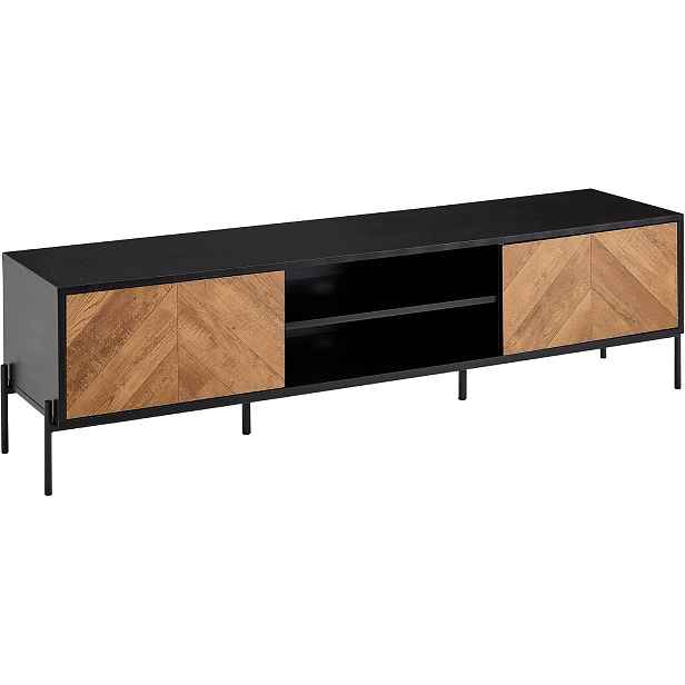 Skříňka Rtv 163 CM Dubová Černá 2 Dveře Otevřené Police Moderní Design