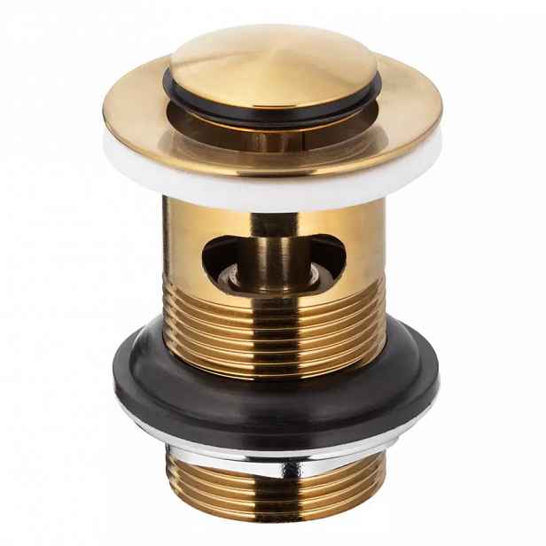 Výpusť Click-clack kulatá malá Gold s přepadem