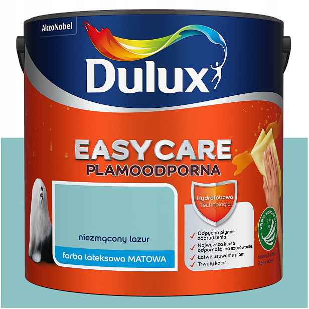 Barva na stěny stropu odolná vůči skvrnám Dulux Easycare Nezmačkaný Lazur 5L