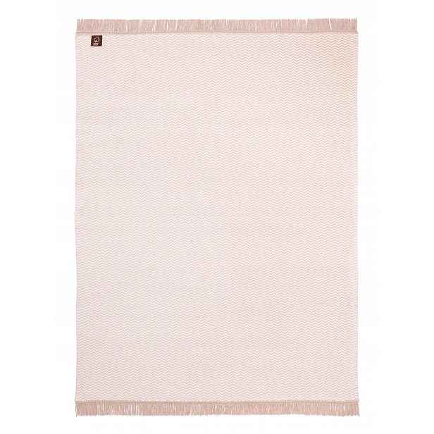 Bavlněná akrylová deka 150x200 cm Zygzak pudrová – přehoz, pléd Sg
