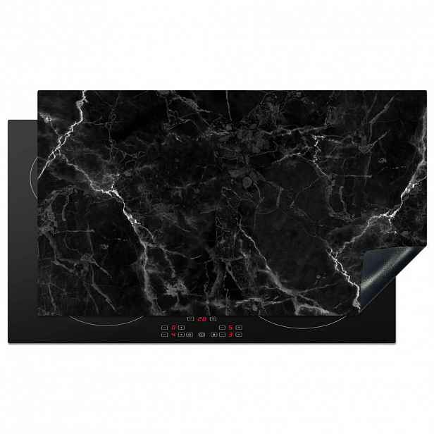 MuchoWow KRYT NA INDUKČNÍ DESKU Mramor - Černá - Bílá - Textura - Mramorový vzhled 89.6x51.6 cm