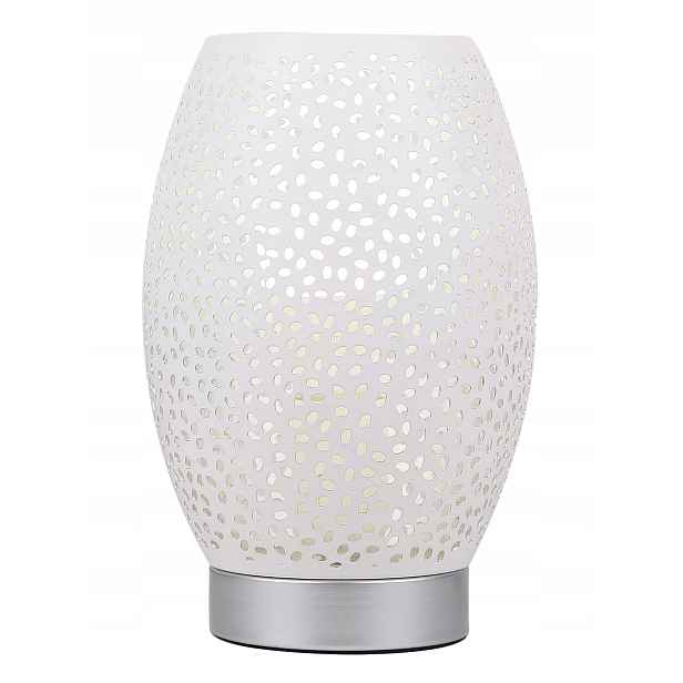 noční kovová bílá stříbrná stolní lampa do ložnice obývacího pokoje Candellux