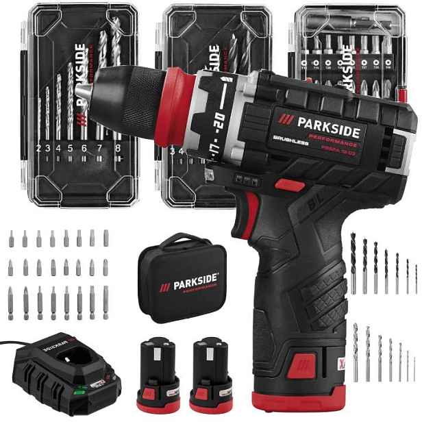 Parkside Performance Sada akumulátorového vrtacího šroubováku 12 V Pbspa