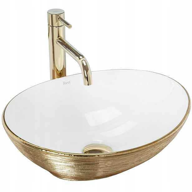 Umyvadlo Sofia Brush Gold/white Na Desku