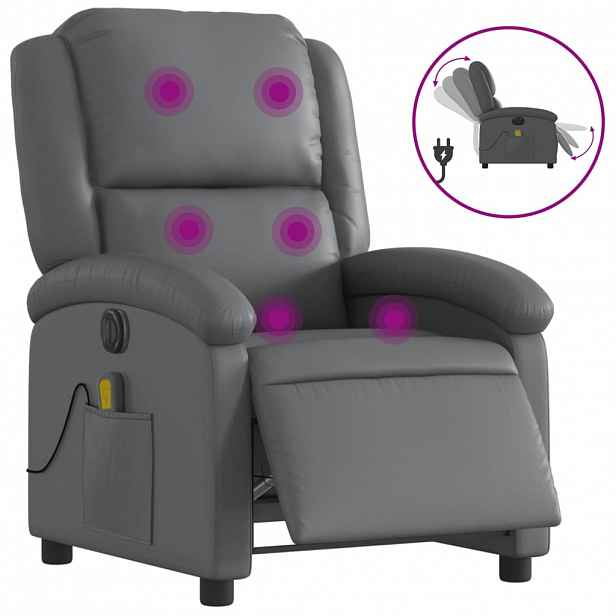 vidaXL Elektrické masážní polohovací křeslo šedé umělá kůže
