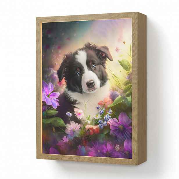 OnlyWow DOBÍJECÍ NOČNÍ LAMPIČKA Štěně - Slunce - Květiny - Příroda - Border kolie - Pes 30x40 cm