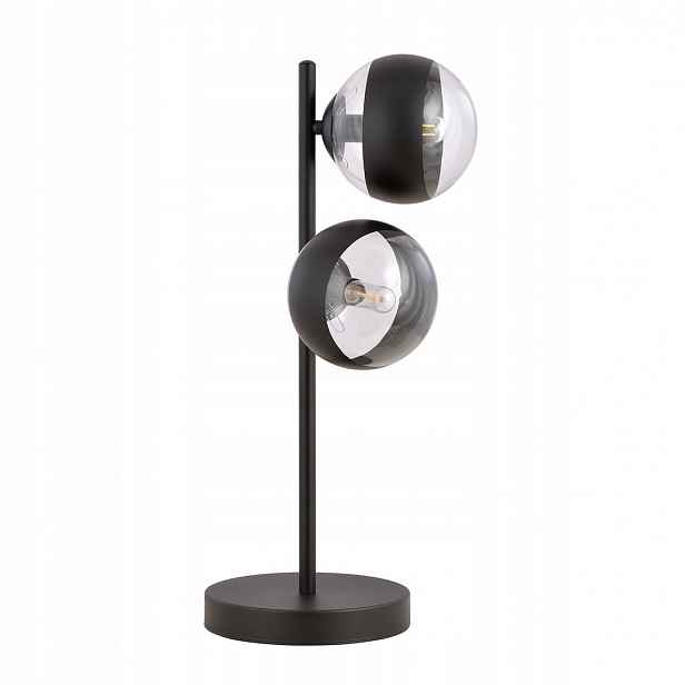 Stolní lampa Rossi LN2 Stripe černá, skleněné stínítko, 2x E14, 10W Led