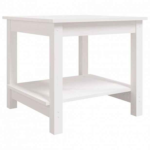 vidaXL Konferenční stolek bílý 50 x 50 x 45 cm masivní borové dřevo