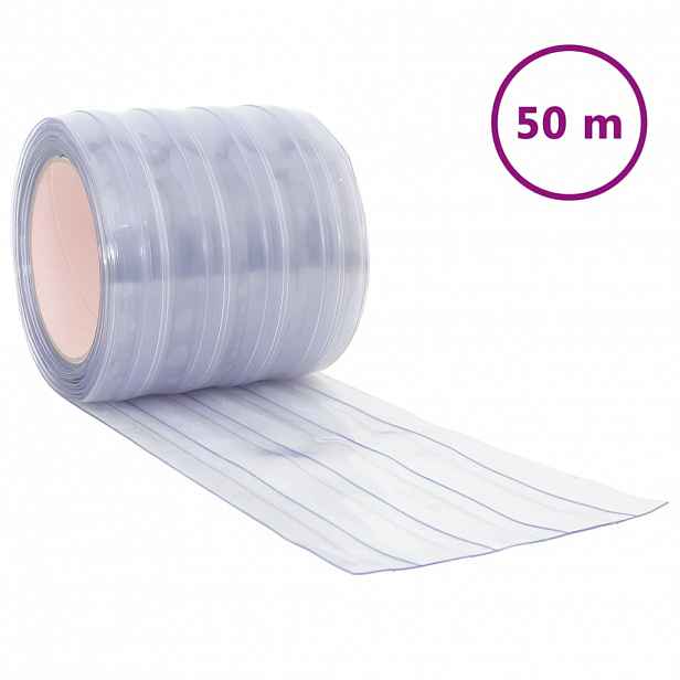 vidaXL Závěs do dveří průhledný 200 mm x 1,6 mm 50 m PVC