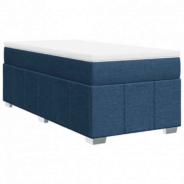 vidaXL Box spring postel s matrací modrá 90x200 cm textil