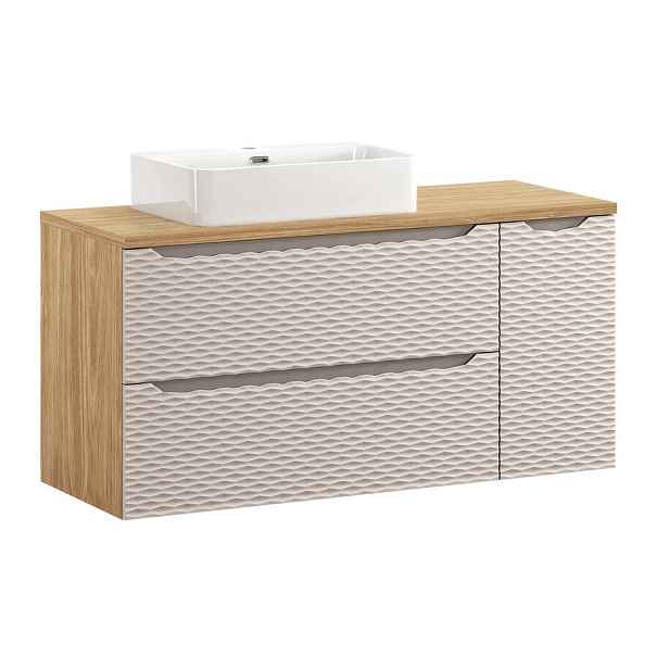 Comad Závěsná skříňka Ocean Trust s deskou a umyvadlem 120 cm béžová/dub olejovaný