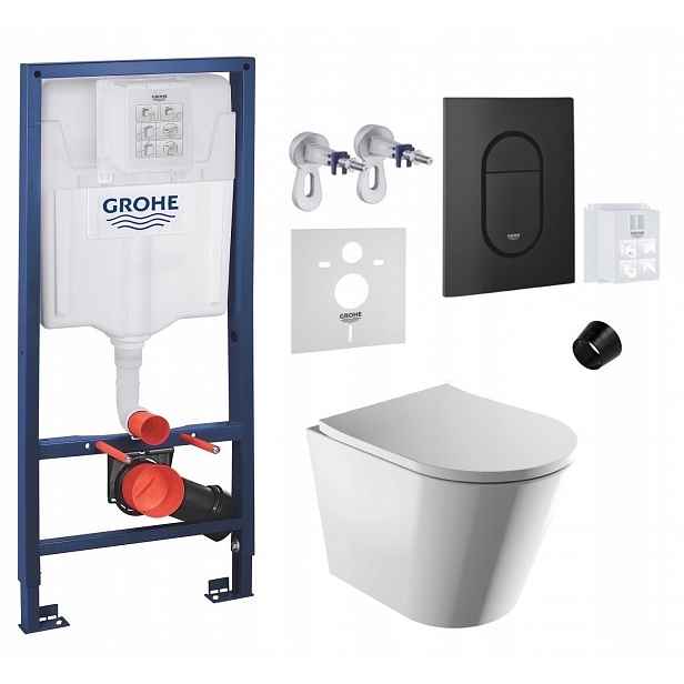 Grohe Wc stojan Rapid s mísou Wc Tampa Rimless a tlačítkem černý mat