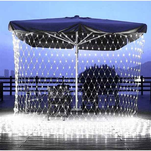 Led síť 3x2 m 280 Led Bílá Studená Flash Bílá Spojovací kabel Závěs