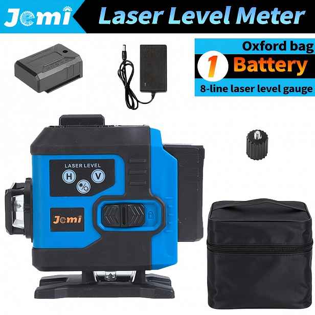 TEMU Jemi Tool 4D 8/16 linkový zelený laserový nivelátor, 360 stupňů samonivelační laserový nivelátor, dálkové ovládání, kompletní sada doplňků v