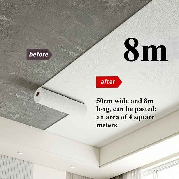 TEMU Samolepicí stropní fólie, 50 cm široká x 8 m dlouhá (19,68 palců široká x 314,96 palců dlouhá), vhodná pro více než 10 scénářů. Speciálně