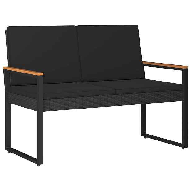 vidaXL Venkovní lavice 2 -Seater 107 x 61 x 80 cm polyratan Černá