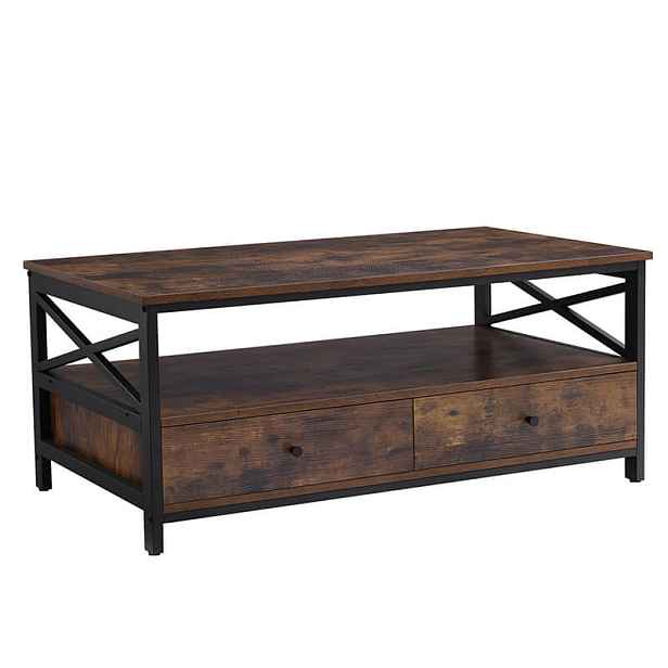 Konferenční stolek Houseland Rustic hnědý/černý