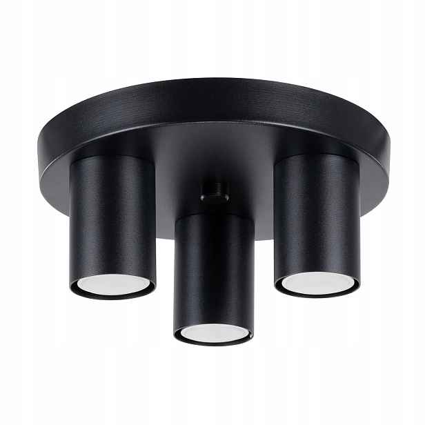 Sollux Stropní svítidlo moderní černá kulatá 25 cm 3 spoty do obývacího pokoje