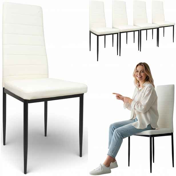4 Křesla Brand čalouněná bílou prošívanou kuchyní obývací pokoj glamour loft